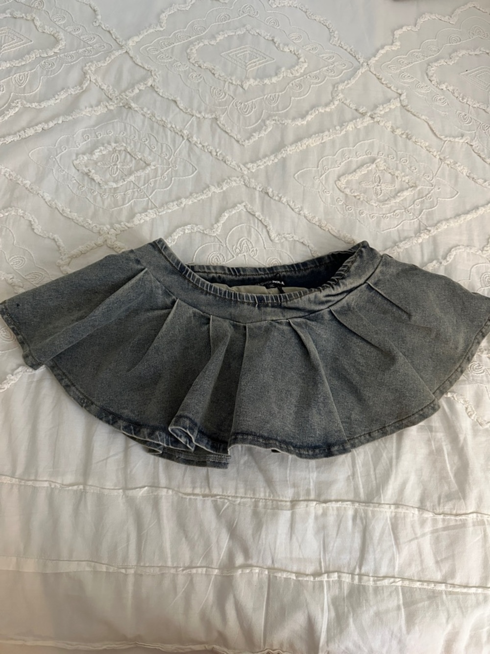 Fashion Nova Washed Gray Denim Circle Mini Skirt